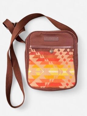 Pendleton Crossbody Bag with Wool Orange Red Yellow Aztec Boho Indie Pattern